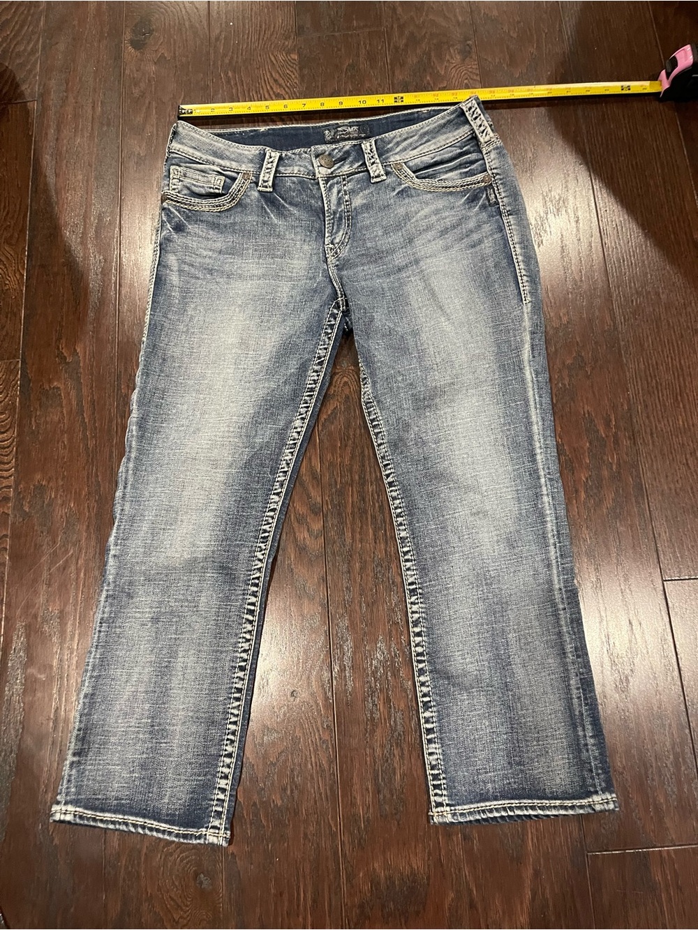 Silver Jeans Suki Mid Capri Women Size 34 Thick Stitch Wash